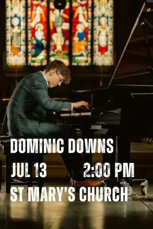 Dominic Downs is a pianist, composer and conductor performing at St Mary's Church Kirkby Lonsdale 13 July 2025 2pm
